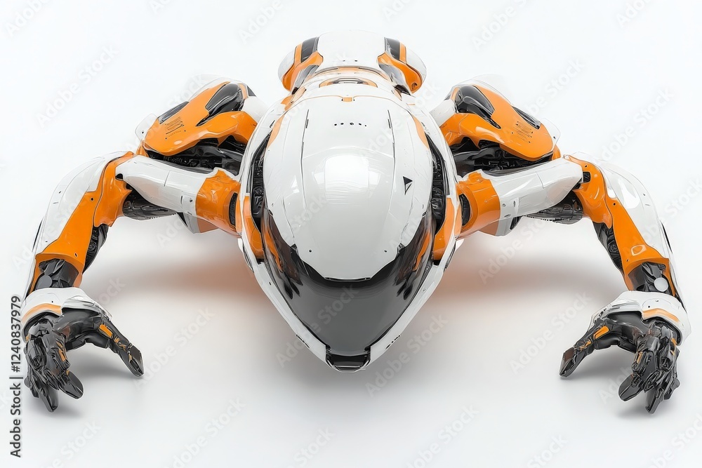 Aufkleber futuristic robot design with orange and white color scheme showcasing advanced technology and intric