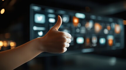 Positive Feedback Gesture with Digital Interface Background