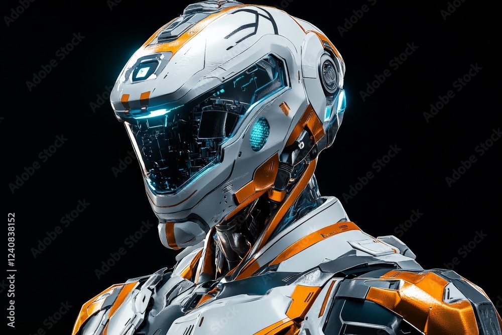 Aufkleber Futuristic robot with sleek design and glowing features in a dark environment showcasing advanced technology