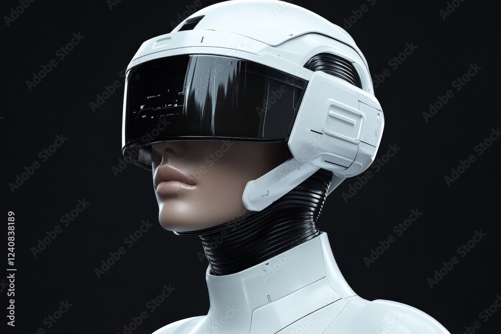 Leinwandbilder futuristic humanoid robot with advanced visor technology displaying cutting-edge design elements