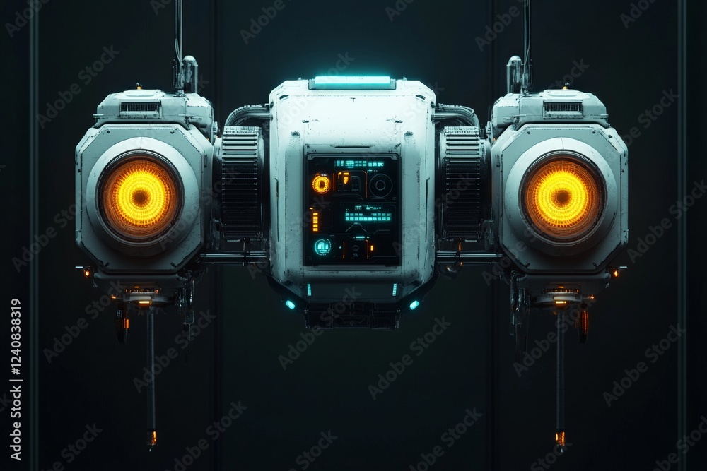 Aufkleber Robot with glowing orange cores in a futuristic setting showcases advanced technology and intricate design