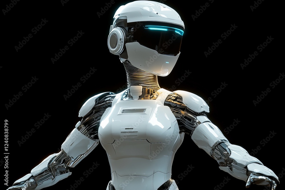 Fototapete futuristic humanoid robot model showcasing advanced design and technology in a studio setting