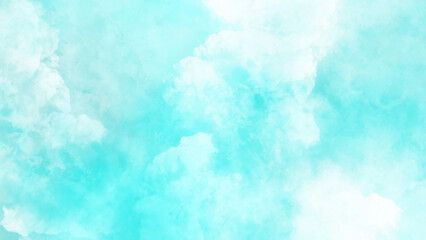Abstract sky blue smoke background with a textured cloudy design. Hand painted abstract watercolor background