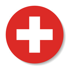 Flag of Switzerland. Button flag icon. Standard color. Circle icon flag. Computer illustration. Digital illustration. Vector illustration.