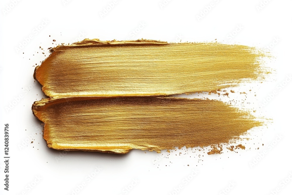 Poster Artistic gold paint strokes create a vibrant texture on a blank canvas for creative expression