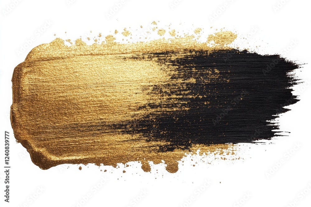 Aufkleber abstract art design featuring a striking blend of gold and black paint strokes on a white background