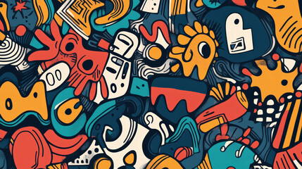 Obraz premium lively assortment of doodle shapes bursting with color, featuring abstract designs and playful patterns that create vibrant and energetic visual experience