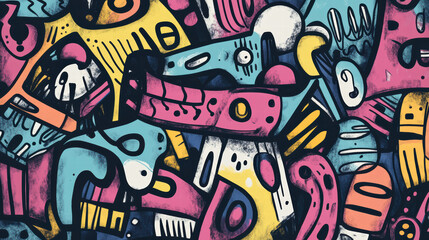 Obraz premium lively assortment of doodle shapes bursting with color, featuring abstract designs and playful patterns that evoke creativity and joy