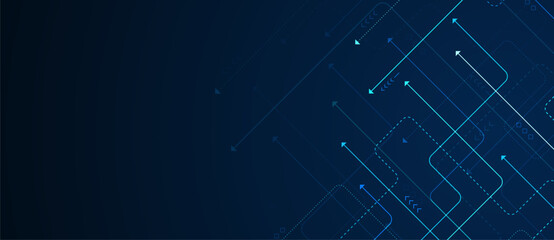 Circuit connect lines and dots. Network technology and Connection concept. Decentralized network nodes connections