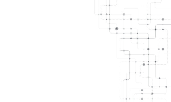 Circuit connect lines and dots. Network technology and Connection concept. Decentralized network nodes connections