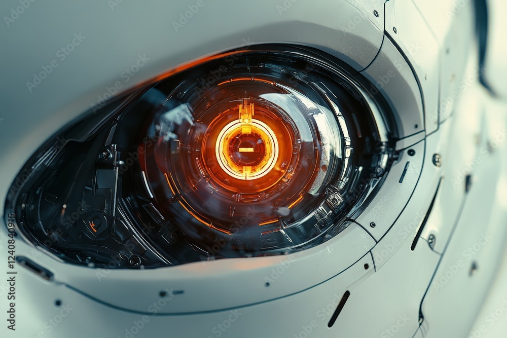 Aufkleber Intricate design of a robotic eye showcasing advanced technology and luminous features in a futuristic setting