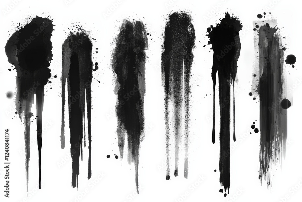 Aufkleber Abstract black ink stains on white background creating unique patterns and textures in artistic expression
