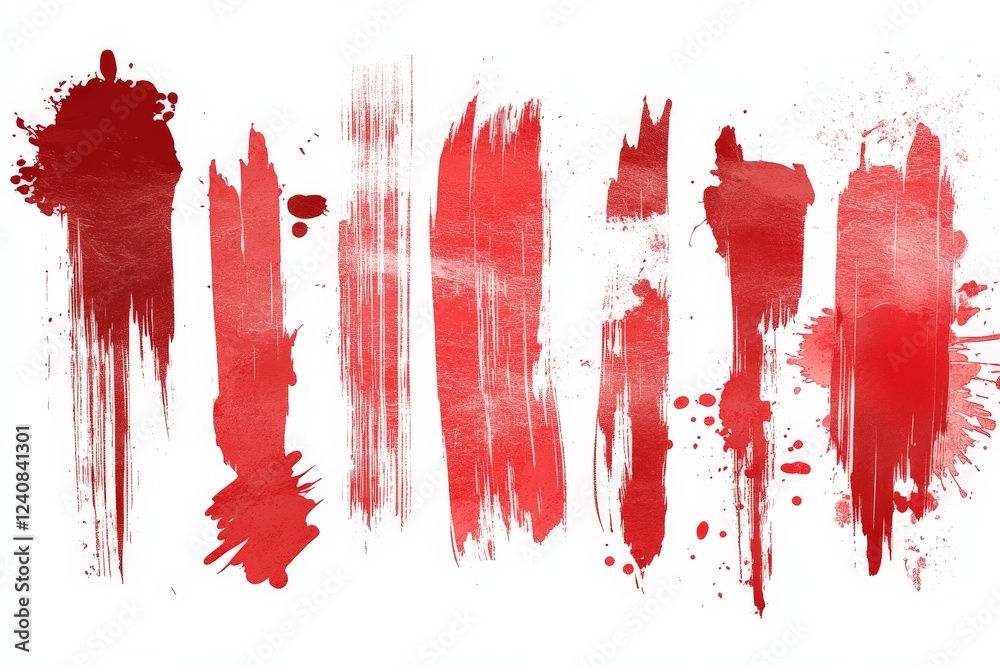 Aufkleber vibrant red paint splashes and strokes create an energetic visual texture on white background for ar