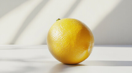 Single lemon on a white background