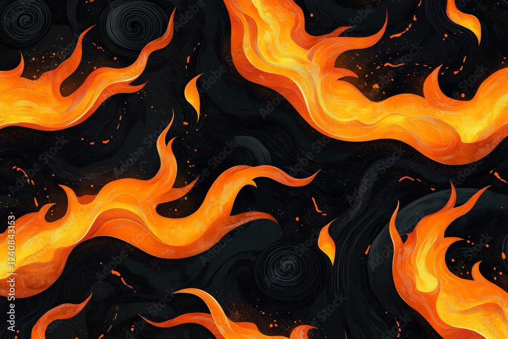 Aufkleber vibrant flames dance wildly against a dark backdrop creating an energetic and bold visual effect