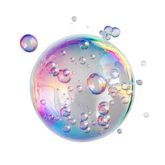 Soap colorful bubble. Photo, isolated on a transparent background.