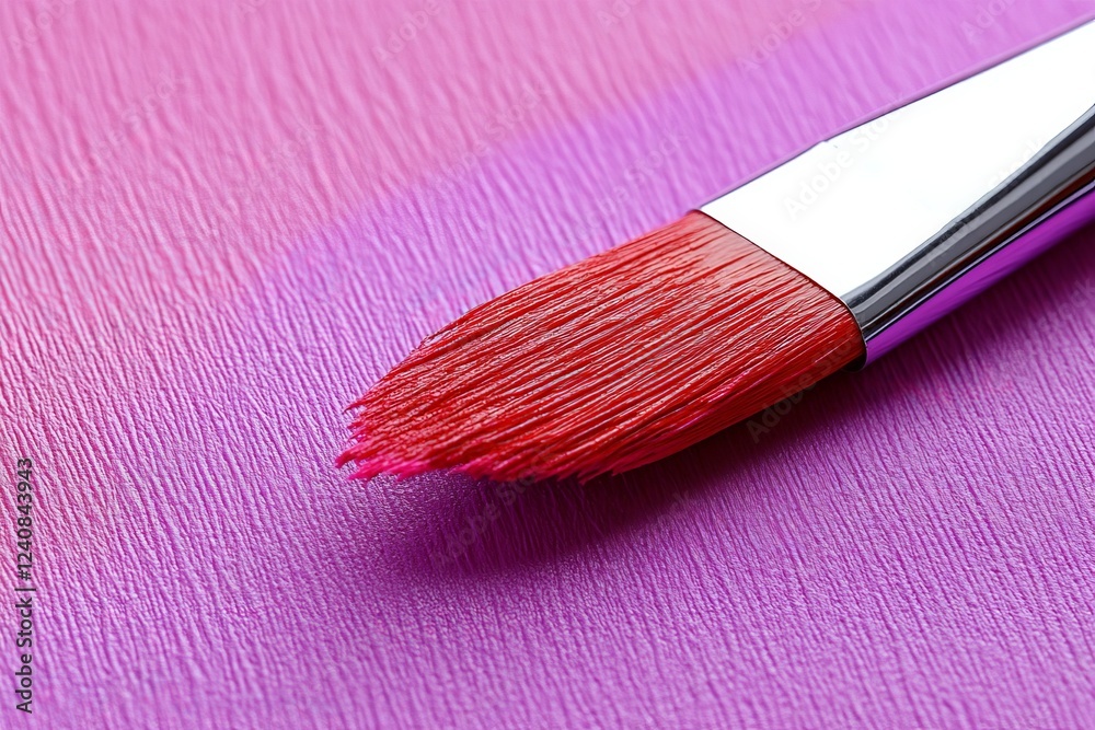 Poster bright red paintbrush resting on a vibrant purple canvas creating artistic expression and inspiratio