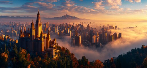 Fototapeta premium Environmental problems air pollution PM 2.5 double exposure Satellite View of Air Pollution in Megacity