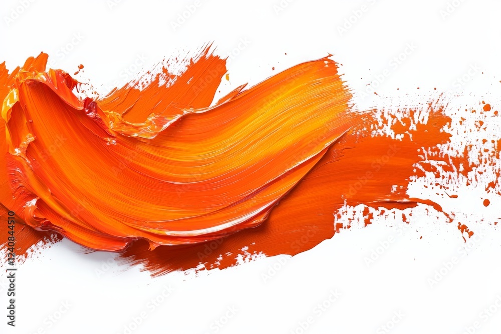 Aufkleber bright orange paint stroke creates dynamic abstract expression on white canvas for artistic projects
