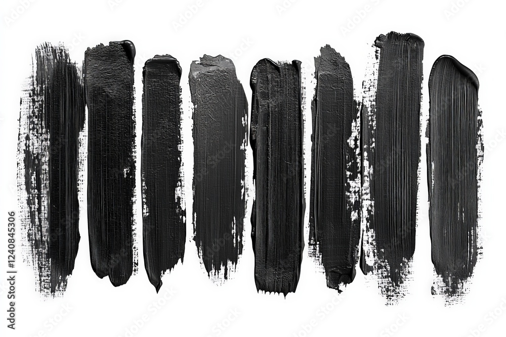 Aufkleber Various black paint strokes arranged in a creative layout for artistic applications or design projects