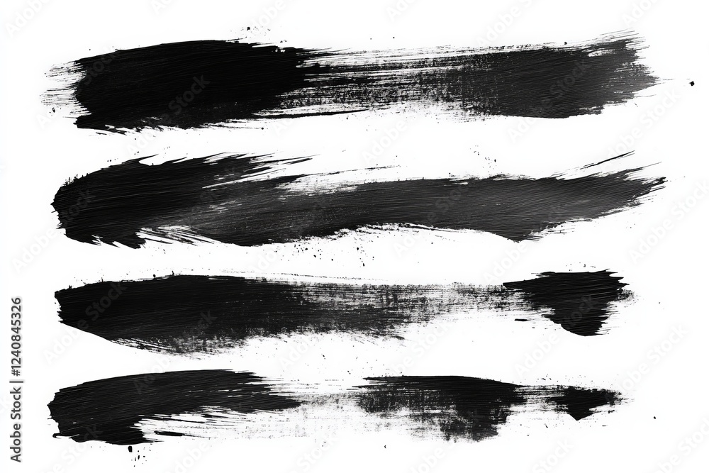 Aufkleber dynamic black brush strokes on white background for creative design and artistic expressions