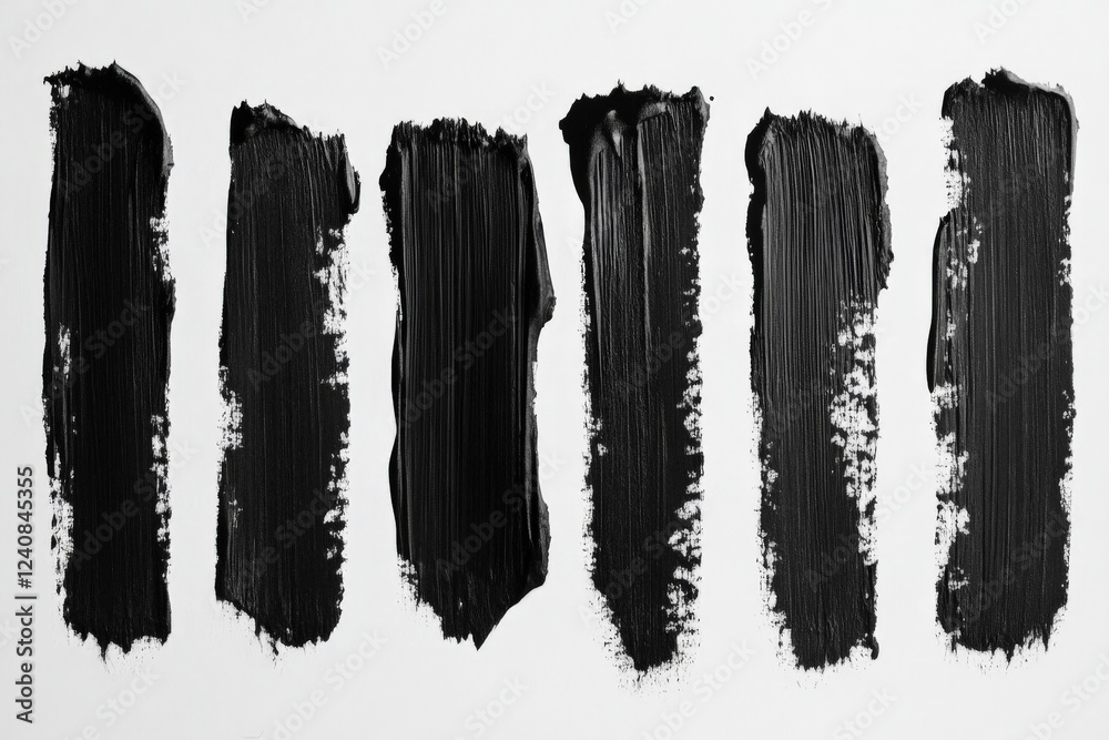 Poster various strokes of black paint on a white background showcasing artistic texture and movement