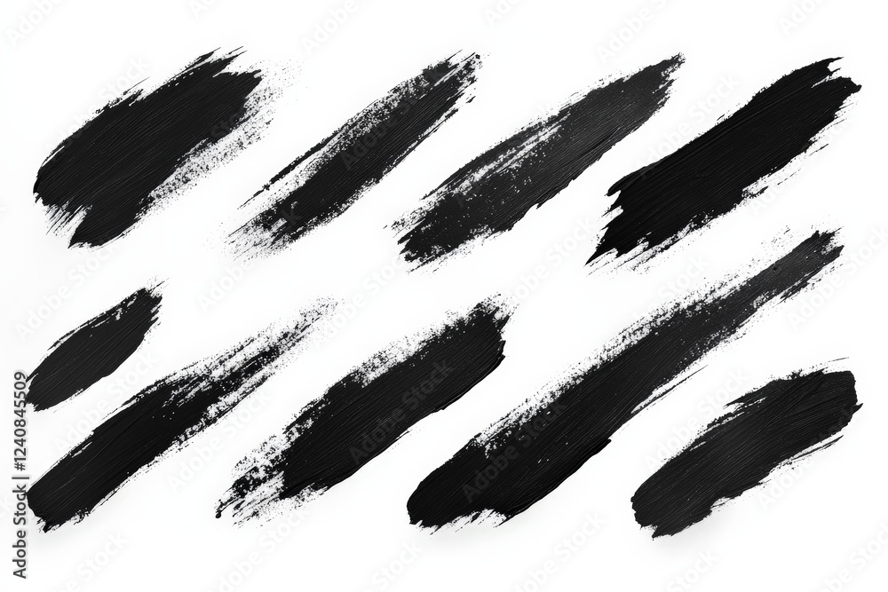 Aufkleber black paint strokes spread across a white canvas creating bold artistic expressions and designs