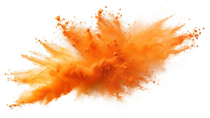 orange powder paint splash, fire flames explosion blast, transparent background 