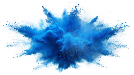 blue paint powder splash on transparent background
