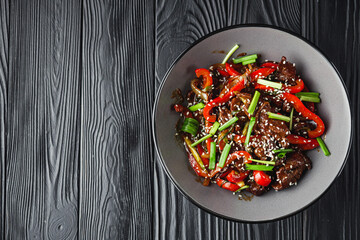 fried juicy spicy Chinese beef in sweet and sour sauce