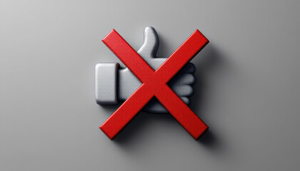 Obraz premium Red Cross Over Silver Thumbs Up Symbol