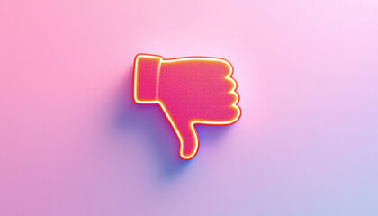 Pink Neon Thumbs Down Digital Icon Design