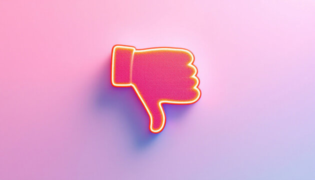 Pink Neon Thumbs Down Digital Icon Design