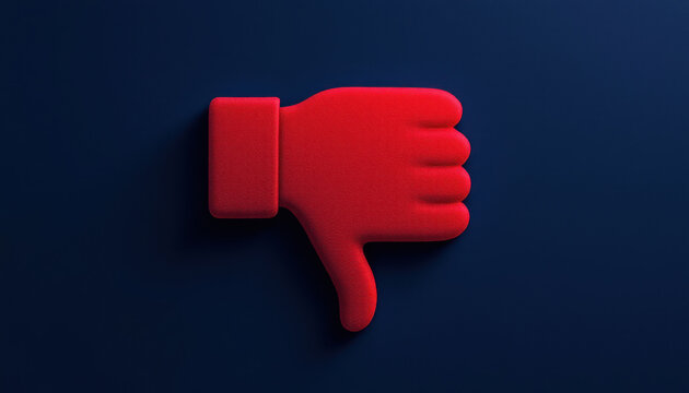 Red thumbs down symbol on dark blue background