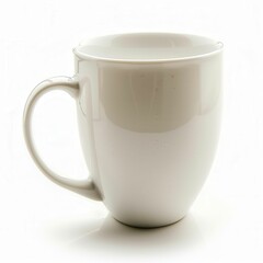 Empty white ceramic coffee mug on a table.
