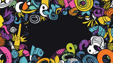 Obraz premium Bright and fun doodle shapes creatively designed with vibrant colors and playful patterns, perfect for artistic projects or backgrounds