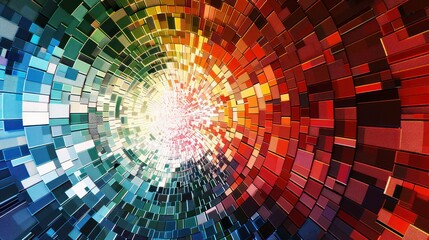 Obraz premium A computer-generated color wheel with pixelated color sections representing a tech-inspired design.