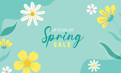 Hello Spring hand logotype, badge typography icon. Lettering spring season with leaf for greeting card, invitation template. Modern lettering banner poster template background, Sale, offer, Promotion