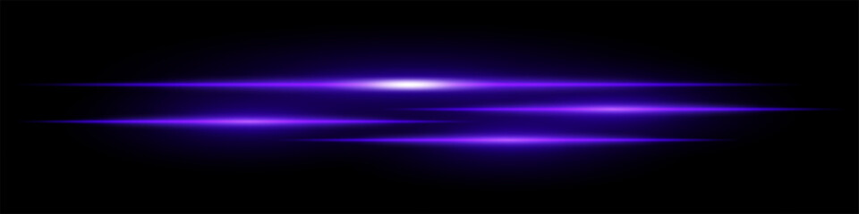 Purple speed light streaks set. Glowing motion blur lines futuristic neon effect on a dark background. Sci-fi energy beams, cyberpunk style, high-tech speed trails, and digital acceleration visuals