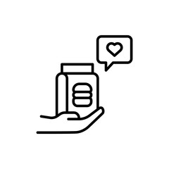 Fototapeta premium Food donation outline icons, minimalist vector illustration ,simple transparent graphic element .Isolated on white background