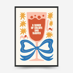 Abstract floral posters template. Modern trendy Matisse minimal style. Pink and blue colors. Hand drawn design for wallpaper, wall decor, print, postcard, cover, template, banner.