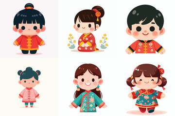 collection of Chinese children cartoon illustration