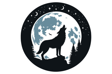 wolf howling at the moon