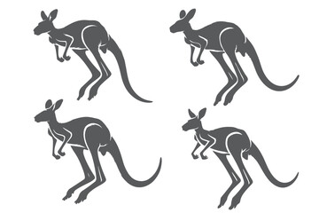kangaroo illustration .Silhouette of Kangaroos in Motion