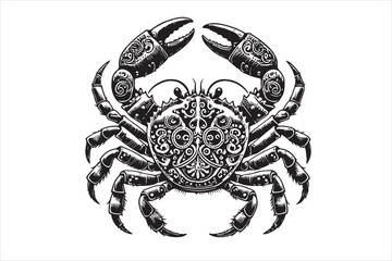 Intricate Steampunk Styled Illustration of a Crab with Elaborate Details