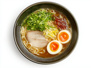 Pho, a fragrant noodle soup on White Background