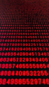 コンピュータ空間のランダムな文字列・さまざまな文字を含むデータベース・エンコードされたプログラム内のデータセット・数学的計算・数字・縦長・ビデオ
