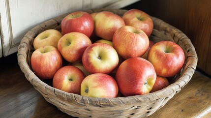 Harvesting fresh red apples kitchen basket food photography rustic setting close-up perspective healthy eating concept