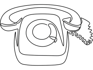One continuous single-line drawing of minimalist telephone artwork. 