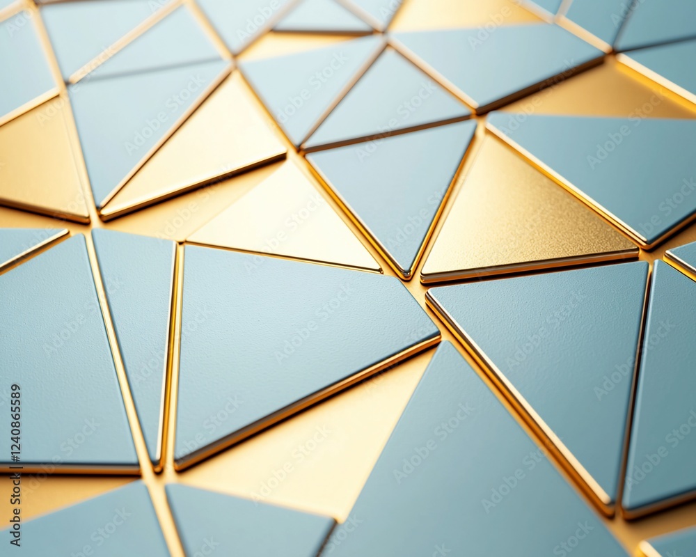 Poster abstract gold and blue triangle pattern background